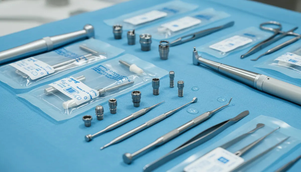 Detaliu clinic relevant pentru aditie de os si implant in aceeasi zi la cabinet stomatologic