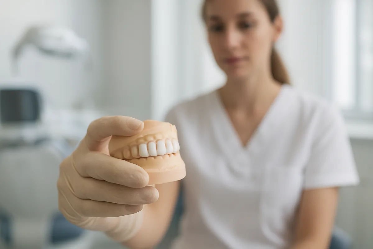 Fațete dentare fără șlefuire probate pe model dentar, ceramică ultra-subțire no-prep