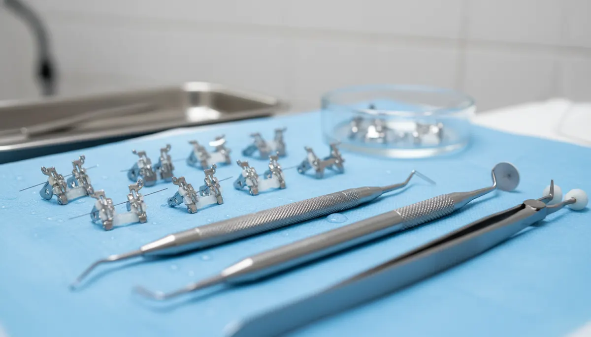 Detaliu clinic relevant pentru gutiera pentru indreptarea dintilor la cabinet stomatologic