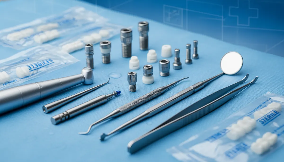 Detaliu clinic relevant pentru implant vs punte dentara la cabinet stomatologic