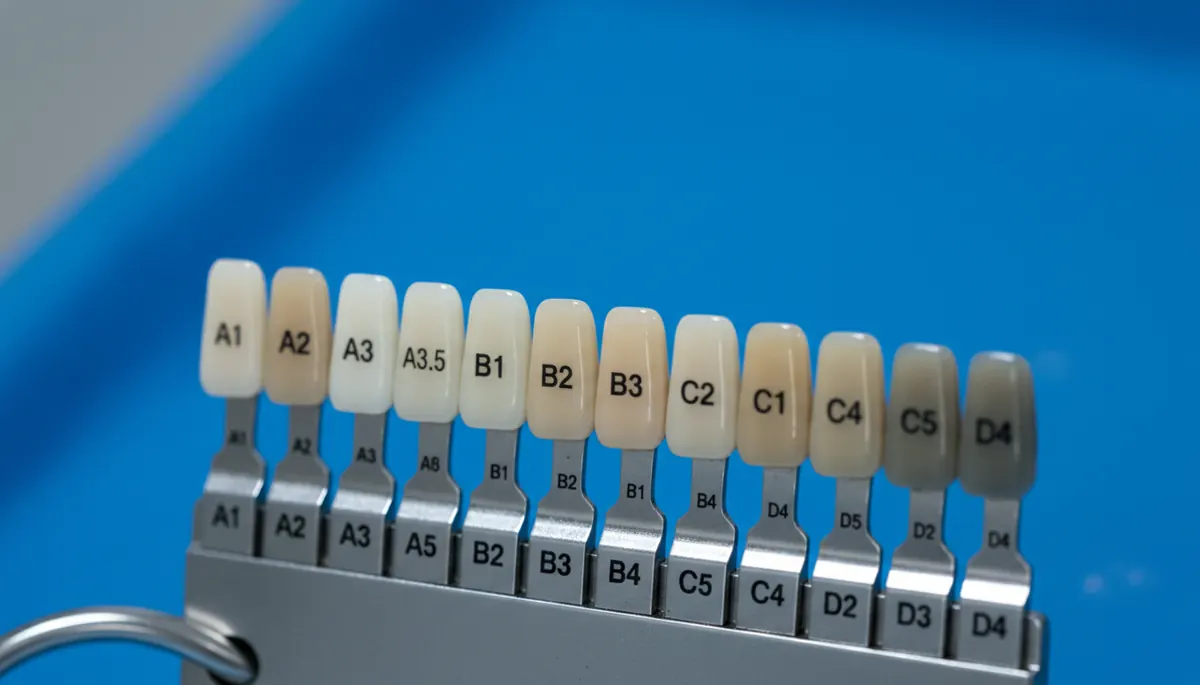 Spectrul VITA de la A1 la D4 aliniat pe tava clinică