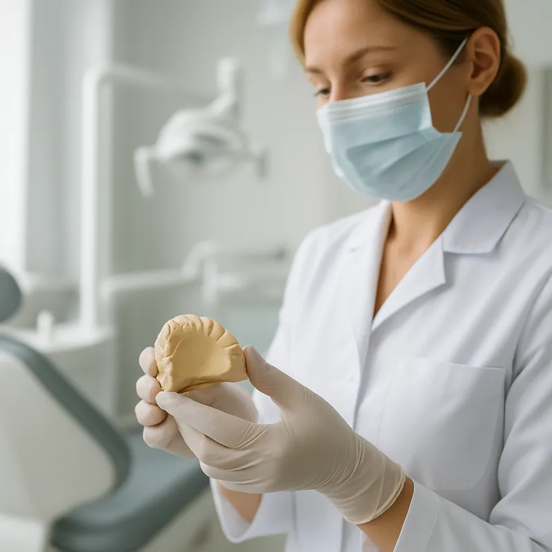 Amprentă dentară pregătită pentru laboratorul care fabrică coroana definitivă