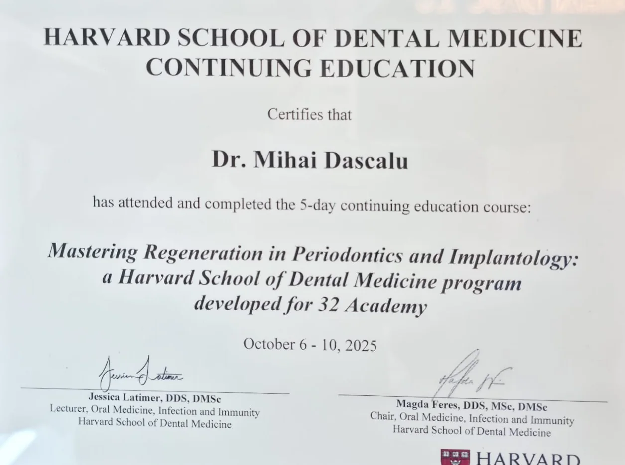 Diplomă Harvard School of Dental Medicine, Dr. Mihai Dăscălu, Boston 2025